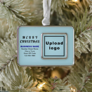 Business Light Blue Gerahmt Rectangle Rahmen-Ornament Silber