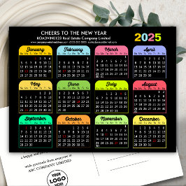 Business-Logo 2025 Kalender Modern Black Colorful Feiertagspostkarte