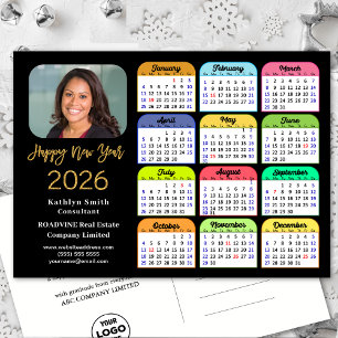 Business-Logo 2025 Kalender Modern Black Colorful Feiertagspostkarte