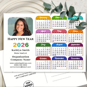 Business-Logo 2026 Kalender Modern Black Colorful Feiertagspostkarte