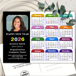 Business-Logo 2026 Kalender Modern Black Colorful Feiertagspostkarte