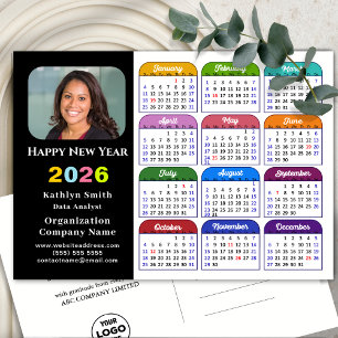 Business-Logo 2026 Kalender Modern Black Colorful Feiertagspostkarte