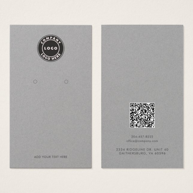 Business Logo and QR Code Earrings Display Card (Vorne & Hinten)