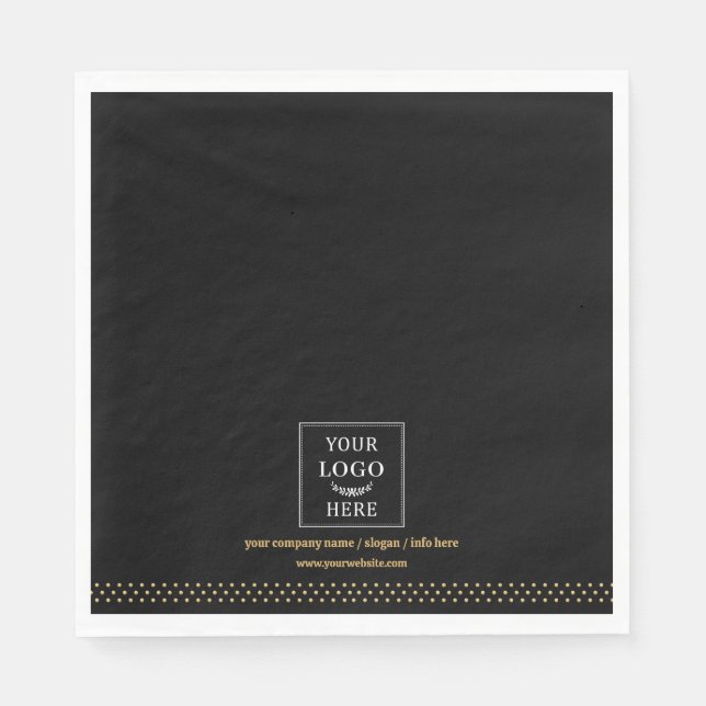 Business Logo Black Gold Dots Branded Serviette (Vorderseite)