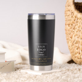 Business Logo Black Gold Dots Branded Thermobecher