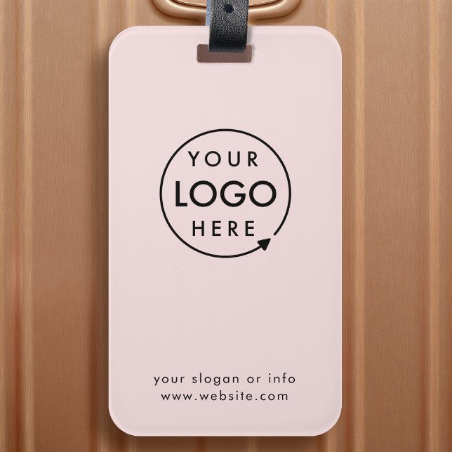 Business Logo Blush Pink | Travel Gepäckanhänger (Blush pink company branded feminine luggage tags for small business swag & promotion.)