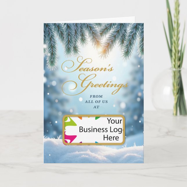 Business Logo Christmas Season’s Greetings Snow Karte (Vorderseite)