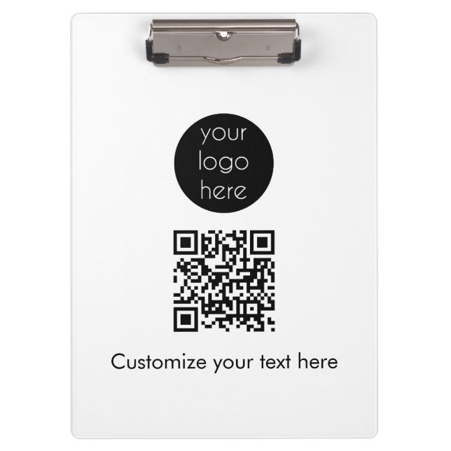 Business Logo Company Promotional QR Code Text Klemmbrett (Vorderseite)