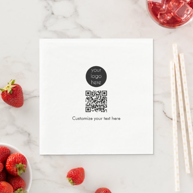 Business Logo Company Promotional QR Code Text Serviette (Beispiel)