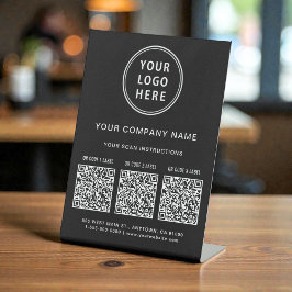 Business Logo Create 3 QR Codes Black Sockelschild