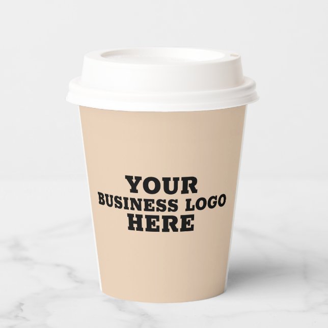 BUSINESS LOGO CUSTOM KAFFEPAPIERKUPPEN PAPPBECHER (Vorderseite)