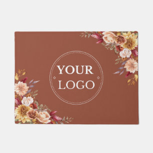 Business Logo Fall Bloral Burnt Orange Terracotta Fußmatte