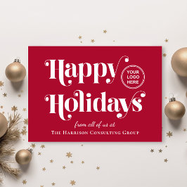 Business Logo Happy Holidays Rotes Weihnachtsfest Feiertagskarte