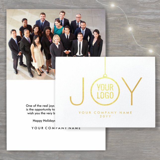 Business-Logo JOY Weihnachts-Ornament Weihnachtsfe Folienkarte (Von Creator hochgeladen)