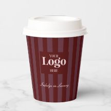 Business Logo Luxury Burgundy Stripes Coffee