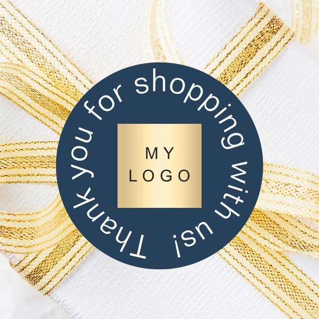 Business Logo Marine blau Vielen Dank Runder Aufkleber (Von Creator hochgeladen)