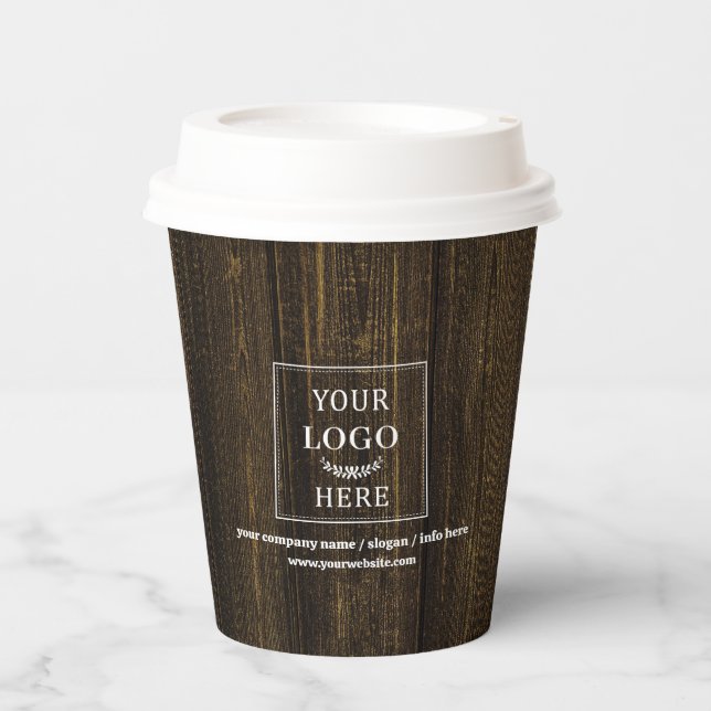Business Logo Marketing Promotional Rustic Wood Pappbecher (Vorderseite)