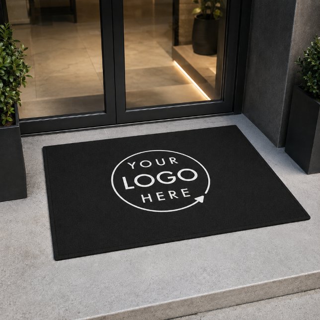 Business-Logo Minimal Stilvoll Beruflich Fußmatte (Custom black logo doormat for business entrances, offices, salons, shops, and studios.)