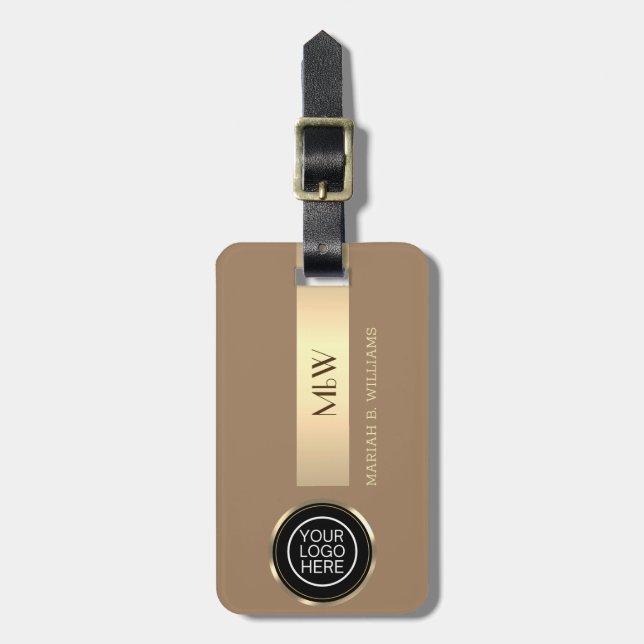 Business-Logo - mit Monogramm Name aus Gold Gepäckanhänger (Vorderseite vertikal)