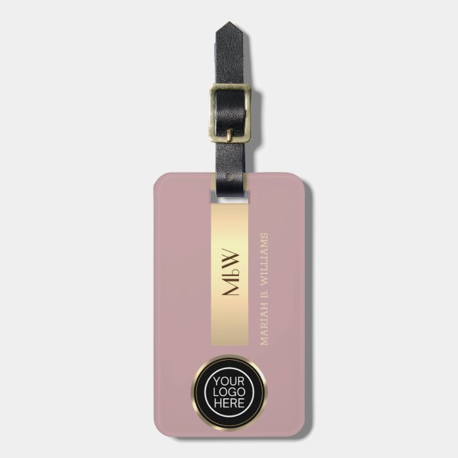 Business-Logo - mit Monogramm Name aus Gold Gepäckanhänger (Vorderseite vertikal)