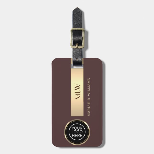 Business-Logo - mit Monogramm Name aus Gold Gepäckanhänger (Vorderseite vertikal)