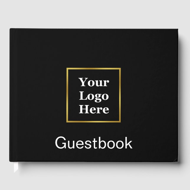 Business-Logo mit Schwarz und Gold-Stil Gästebuch (Vorderseite)