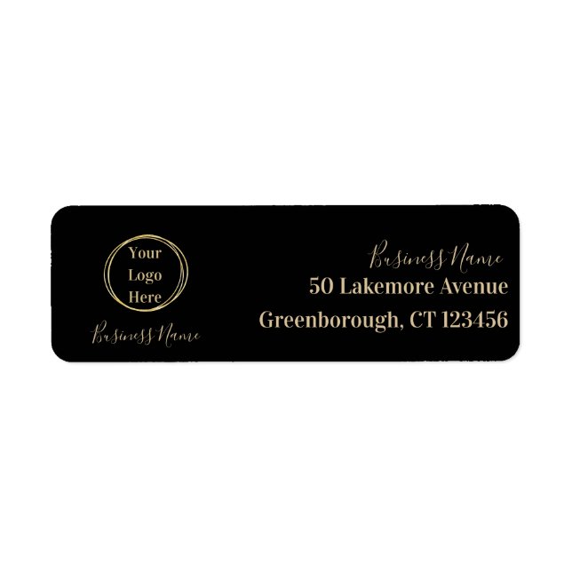 Business-Logo Moderne Black Gold-Rücksendeadresse (Vorne)