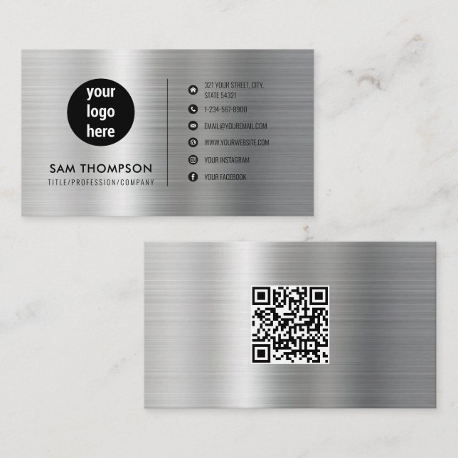Business-Logo Moderner Minimalistischer QR-Code Si Visitenkarte (Vorne/Hinten)