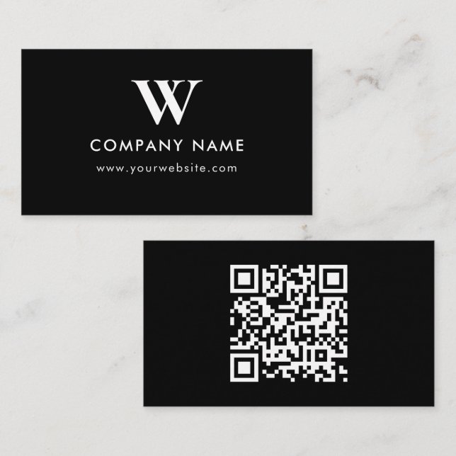 Business Logo Monogram Scannable Website Visitenkarte (Vorne/Hinten)