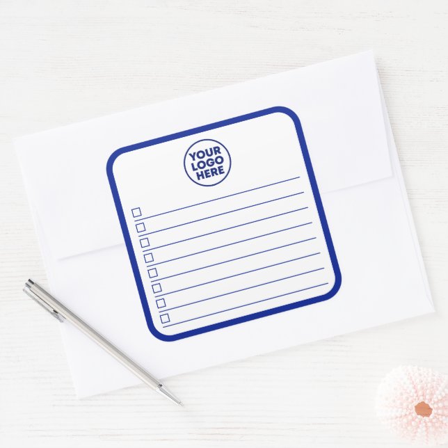 Business Logo Navy Blue To Do List Quadratischer Aufkleber (Umschlag)