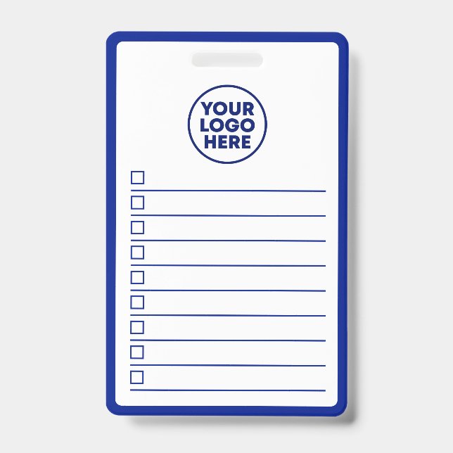 Business Logo Navy Blue Whiteboard To Do List Ausweis (Vorderseite)