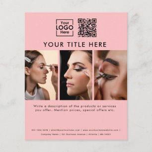 Business-Logo Pink Beauty Salon 3 Fotos QR-Code Flyer