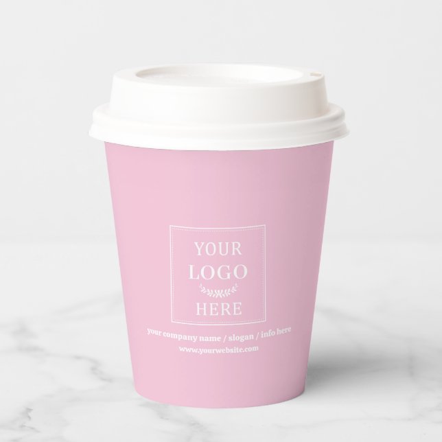 Business Logo Promotional Branded Budget Pink Pappbecher (Vorderseite)