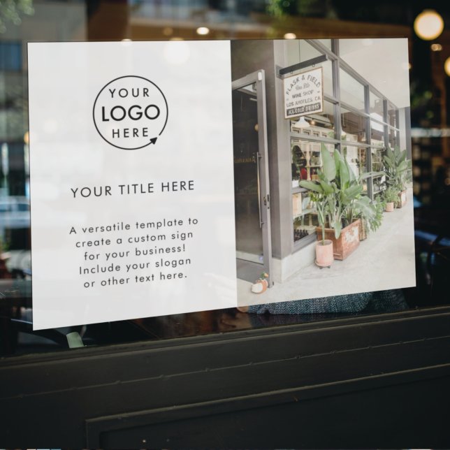 Business Logo | Promotional Photo Simple White Fensteraufkleber (Von Creator hochgeladen)