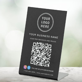 Business-Logo-Prüfung QR-Code Social Media Black Sockelschild