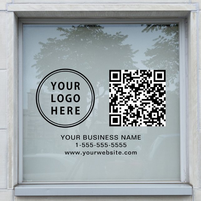 Business Logo QR Code Horizontal Fensteraufkleber (Business Logo QR Code Horizontal Window Cling)