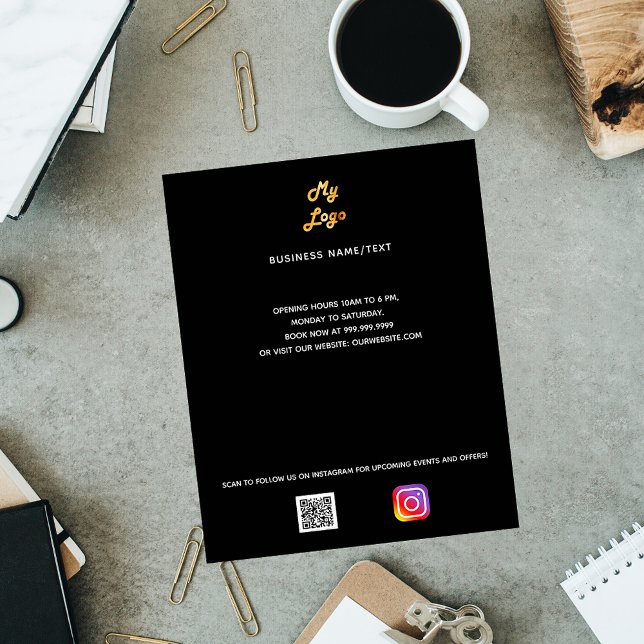 Business Logo qr Code Instragram schwarz Flyer (Von Creator hochgeladen)