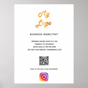 Business Logo qr Code Instragram weiß Poster