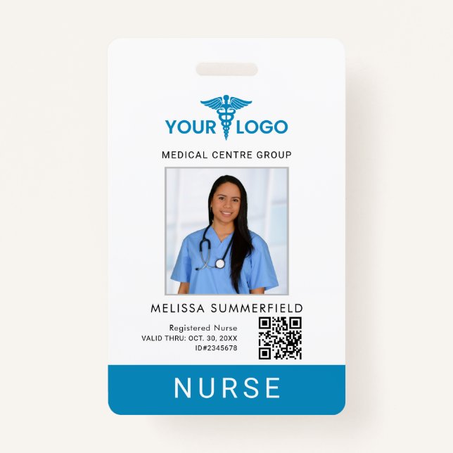 Business Logo QR Code Registered Nurse Photo ID  Ausweis (Vorderseite)