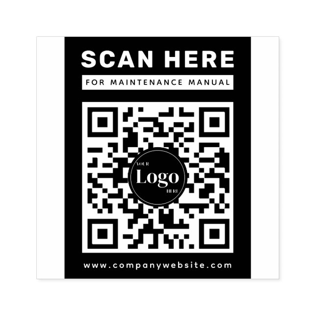 Business Logo Qr Code Scan Me Maintenance Manual Gummistempel (Prägung)