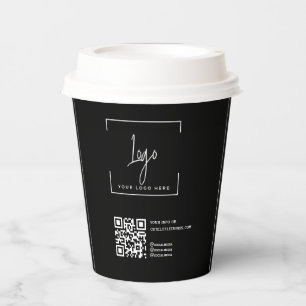 Business-Logo QRcode Modernes Schwarzes Unternehme Pappbecher