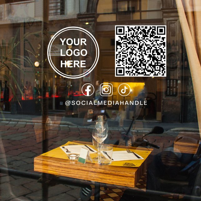 Business Logo Social Media Create Your QR Code Fensteraufkleber (Business Logo Social Media Create Your QR Code Window Cling)