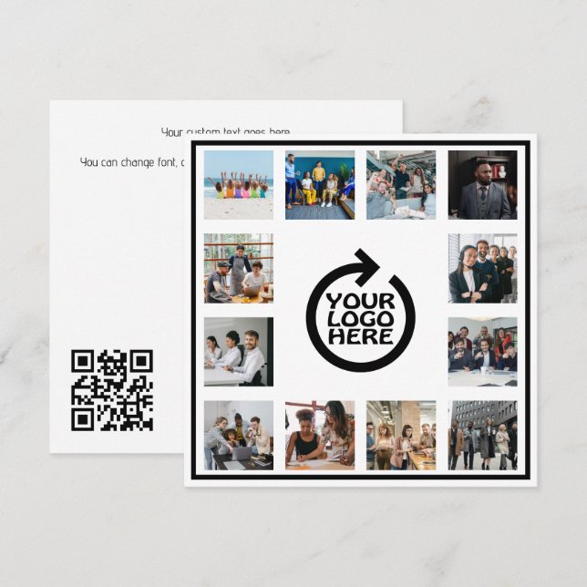 Business-Logo und 12-Foto-QR-Code Personalisiert (Vorne/Hinten)