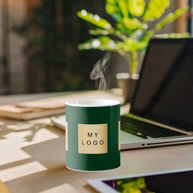 Business Logo Wald Smaragd grün Kaffeetasse (Von Creator hochgeladen)