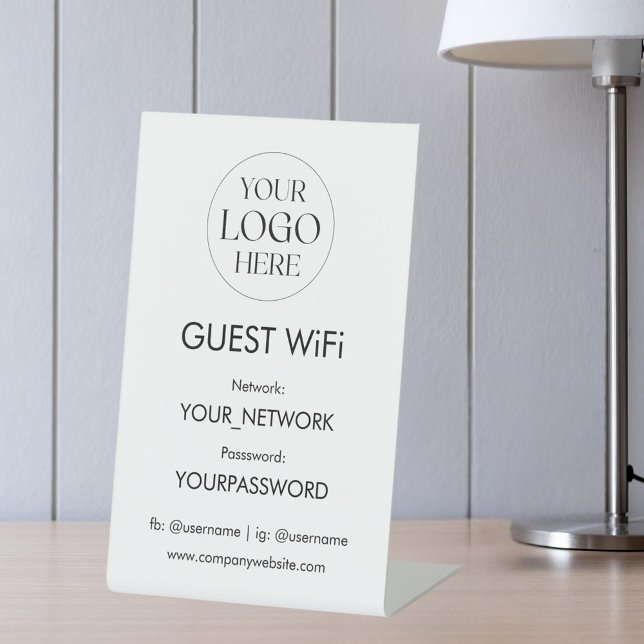 Business Logo Wifi Network Password Simple Modern Sockelschild (In situ)