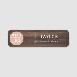 Business Logo Wood Look Employees Magnetic Namensschild