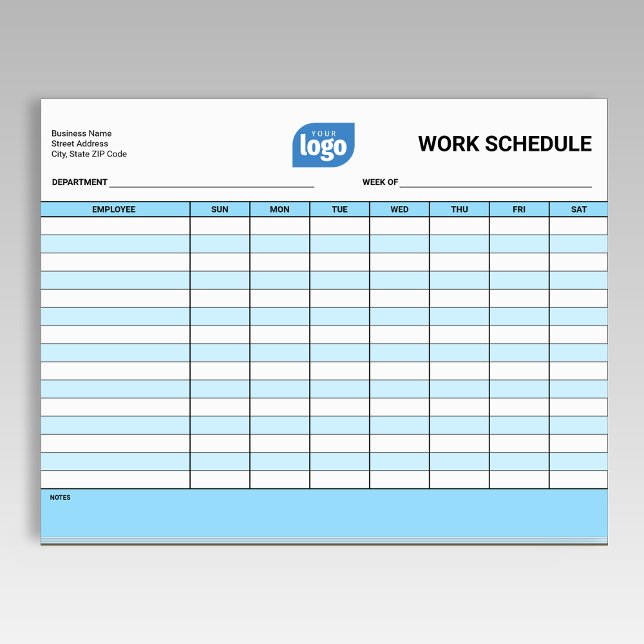 Business Logo Work Employee Schedule Notepad Notizblock (Von Creator hochgeladen)