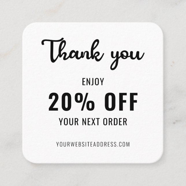 Business Loyalty Promo Eleganter QR Code Schwarz-w Rabattkarte (Vorderseite)