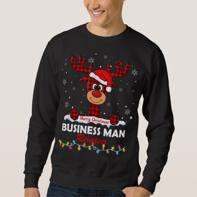 Business Man Reindeer Weihnachtsmannmütze Buffalo  Sweatshirt (Vorderseite)