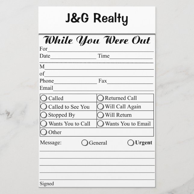 Business Memo Stationery Briefpapier (Vorderseite)